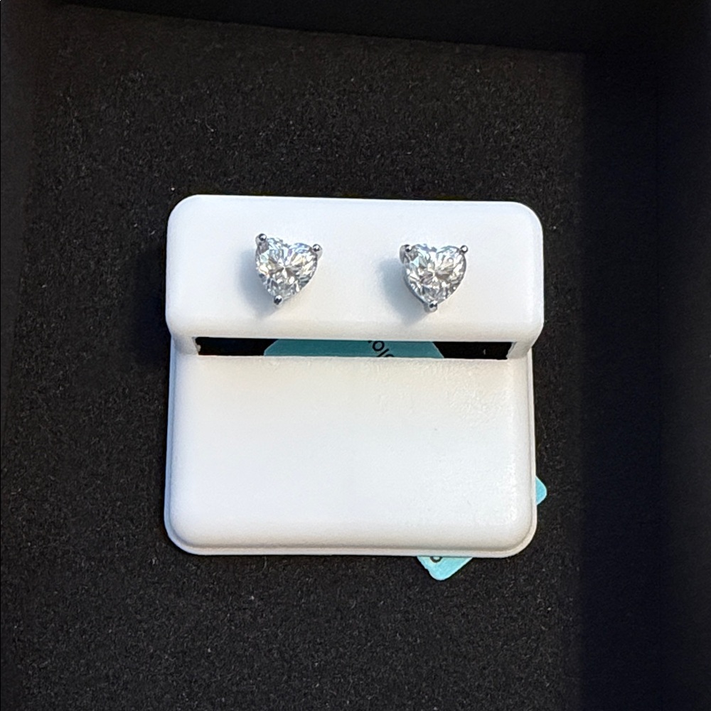 Sparkling Silver Heart Earrings